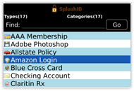 List view in SplashID Password Manager